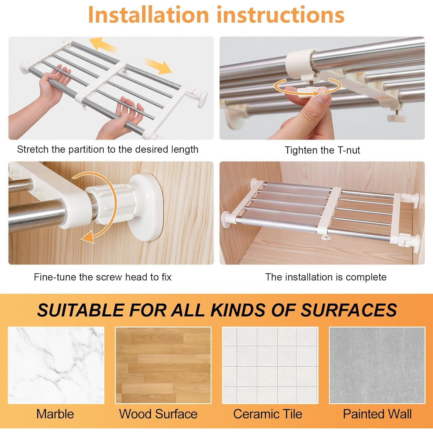 Estante Organizador de Ropa BAOYOUNI Ajustable 40-60 cm Marfil