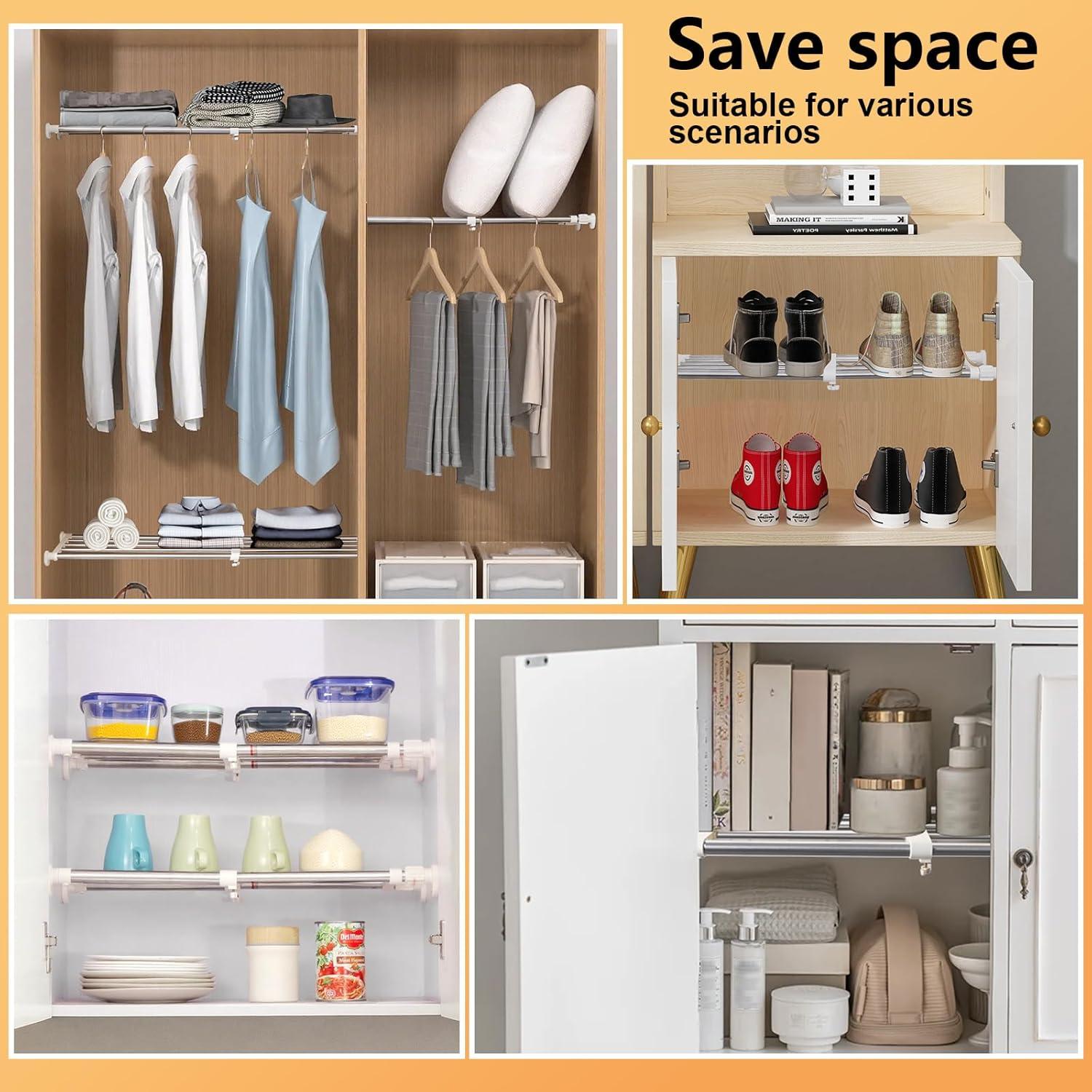 Estante Organizador de Ropa BAOYOUNI Ajustable 40-60 cm Marfil