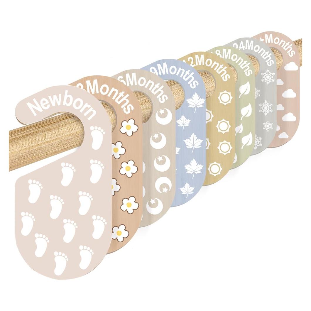 8 Divisores de Armario para Bebés de Madera - Organizador