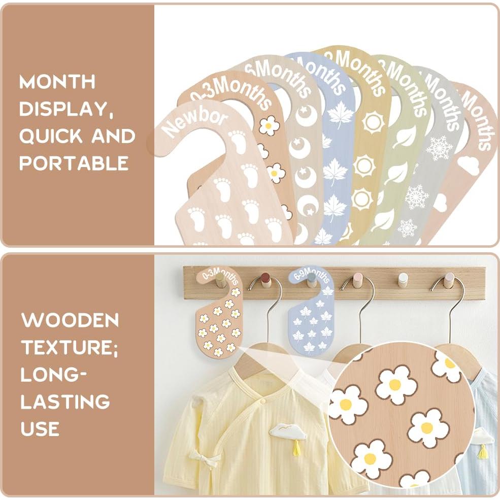 8 Divisores de Armario para Bebés de Madera - Organizador