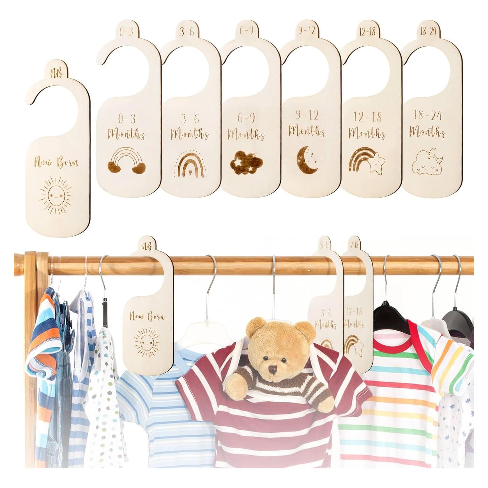 Divisores de armario para bebés Hefild 7 piezas madera clara