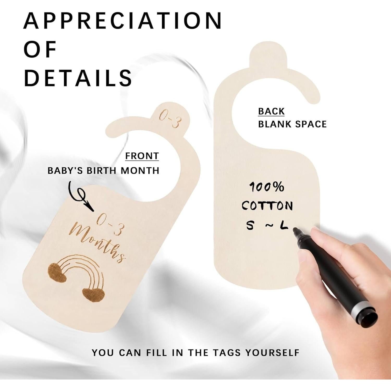 Divisores de armario para bebés Hefild 7 piezas madera clara