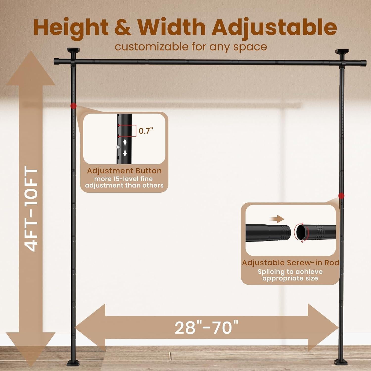 Varilla Divisoria Ajustable Bonpally 4-10 pies Sin Perforación