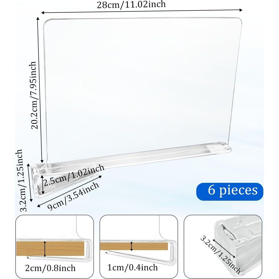 Separadores de Closet Acrílicos Jtuxcke - Set de 6 Piezas