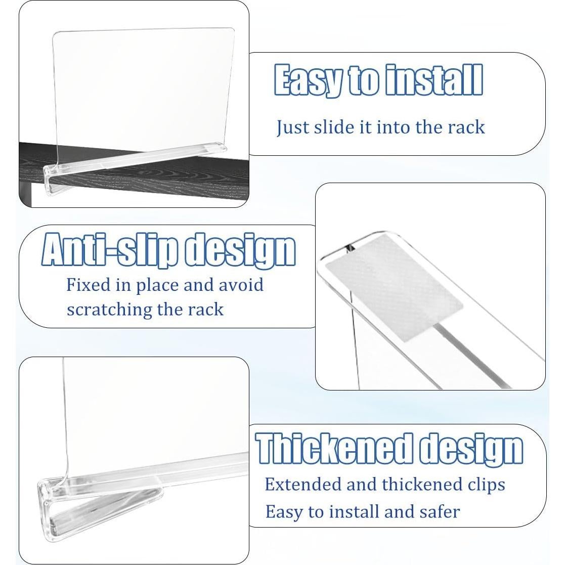 Separadores de Closet Acrílicos Jtuxcke - Set de 6 Piezas