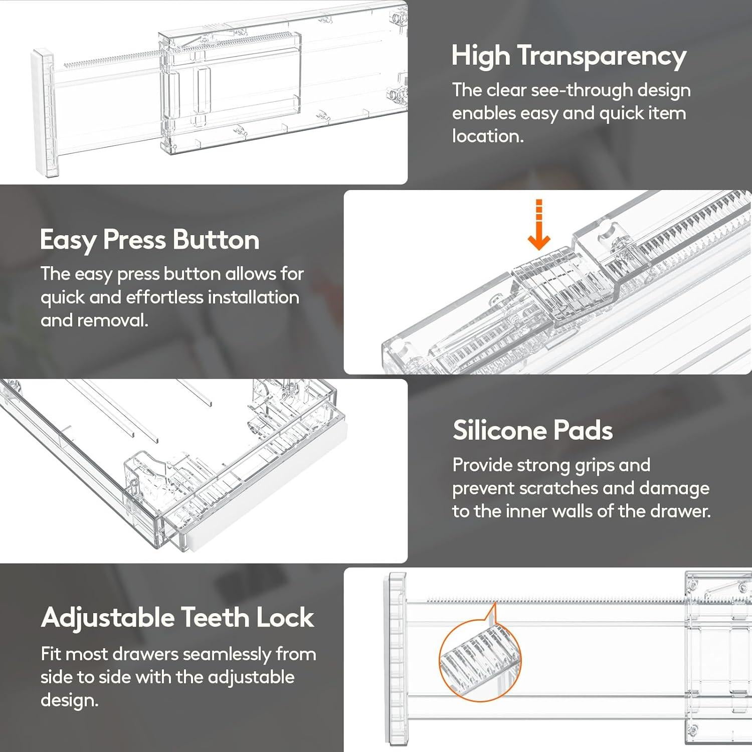Divisores de Cajones Ajustables Lifewit, 5 Piezas, 10.16 cm Alto