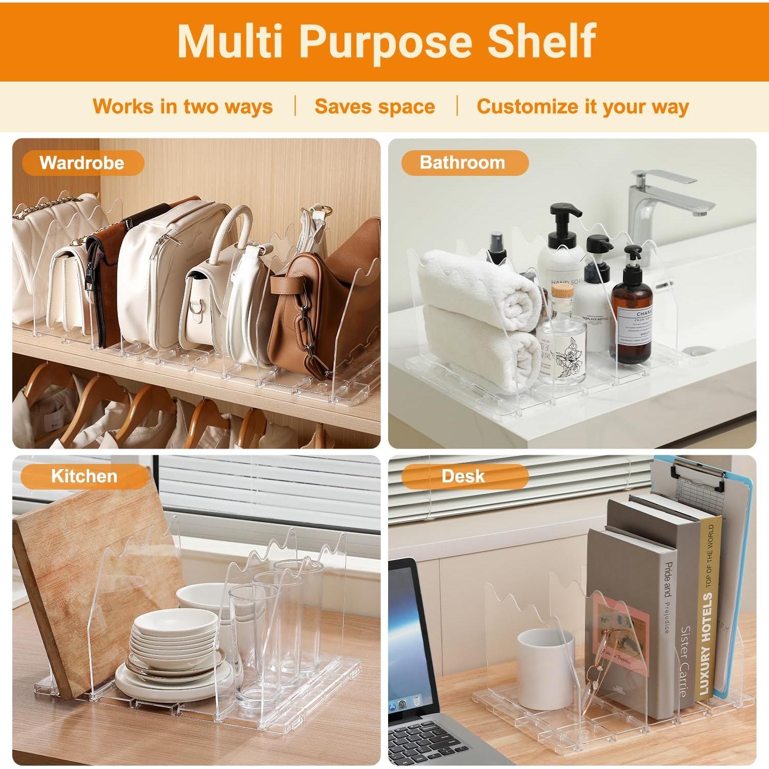 Divisor de Estante Ajustable ZORCOR para Armario - 8 Piezas