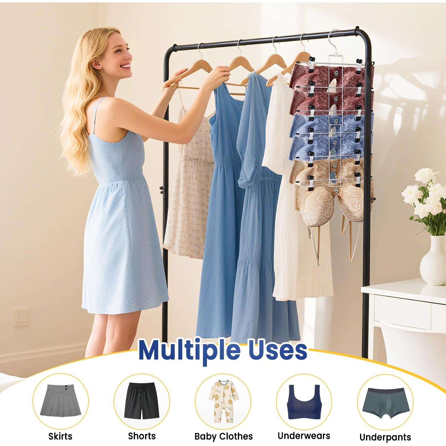 Perchas para Pantalones Damita con Clips Ahorra Espacio 1-Pack