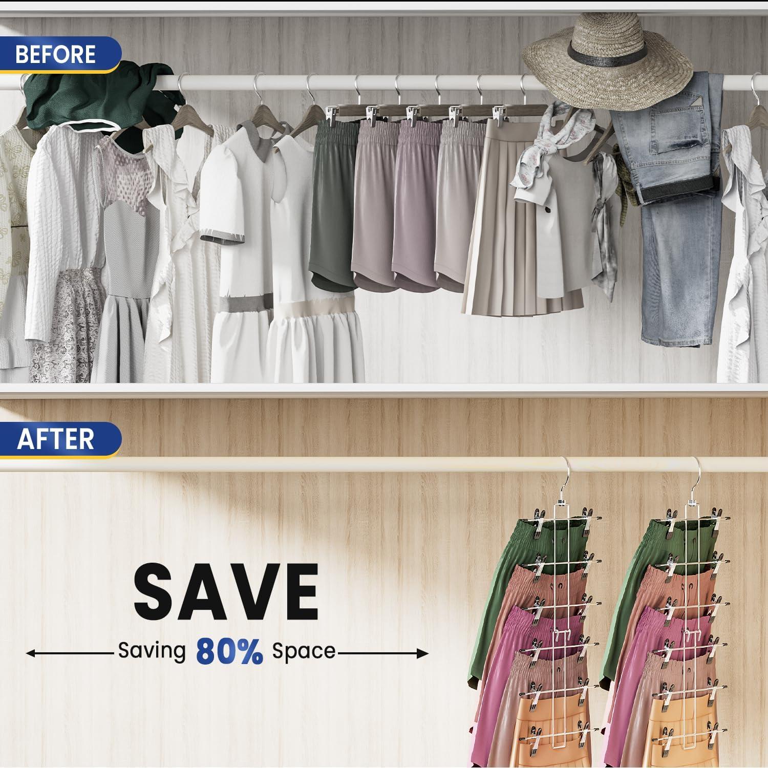 Perchas para Pantalones Damita con Clips Ahorra Espacio 1-Pack