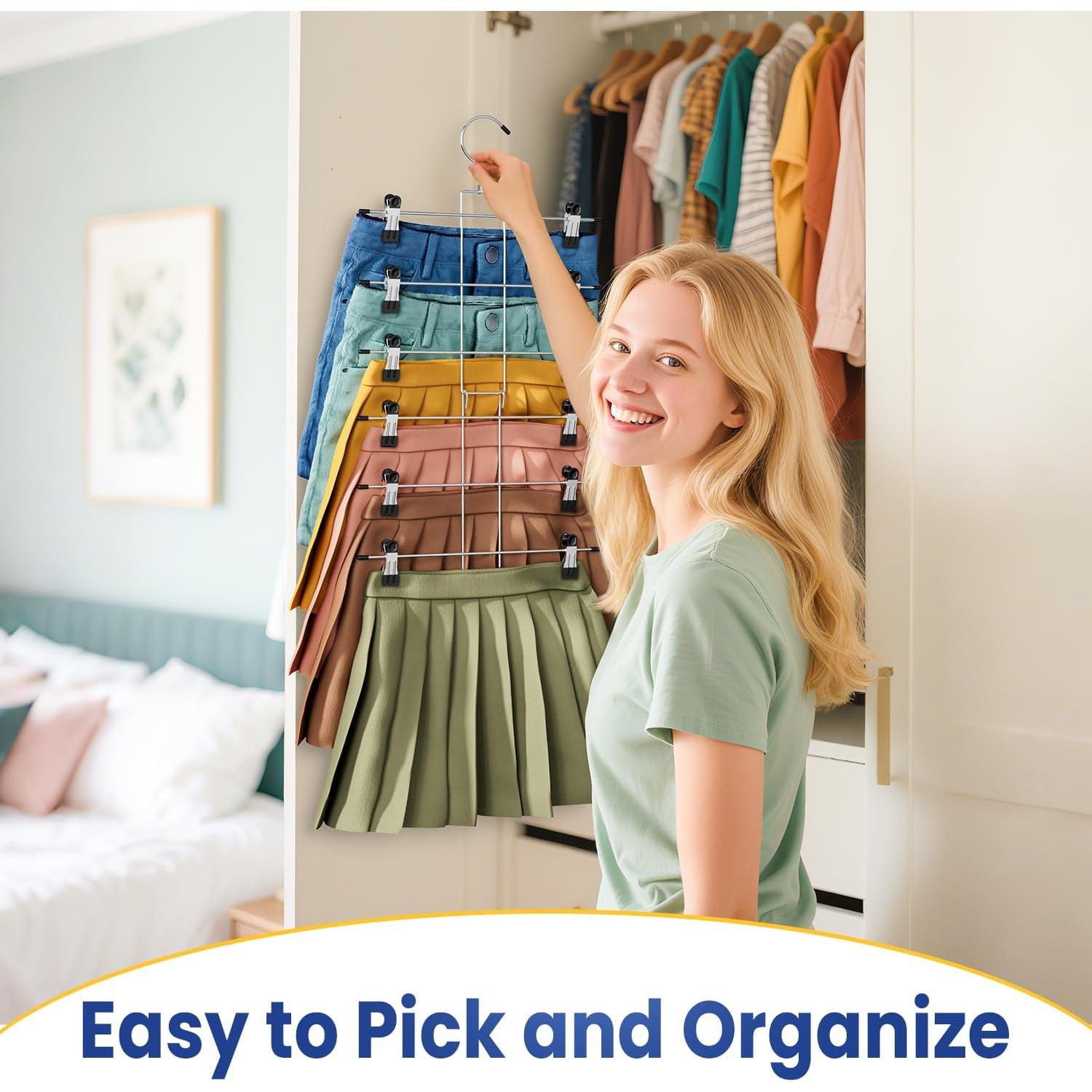 Perchas para Pantalones Damita con Clips Ahorra Espacio 1-Pack