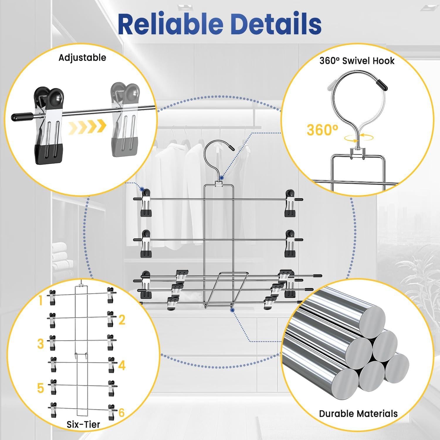 Perchas para Pantalones Damita con Clips Ahorra Espacio 1-Pack