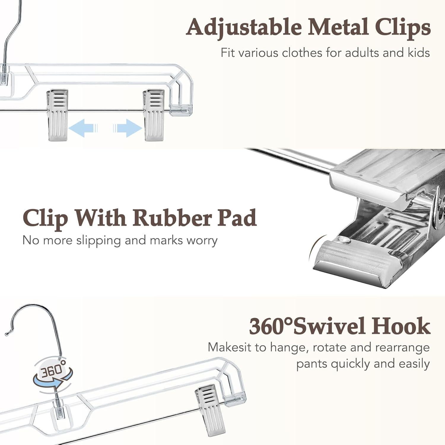 Perchas Transparentes con Clips HOUSE DAY - Paquete de 25