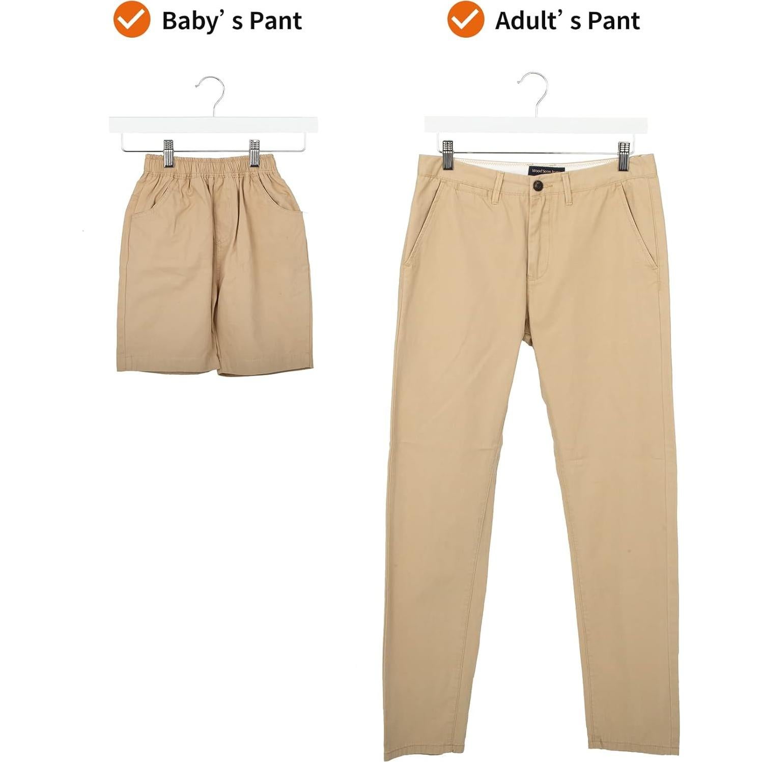 Perchas de Madera Amazon Basics con Clips - Blanco, Paquete de 10