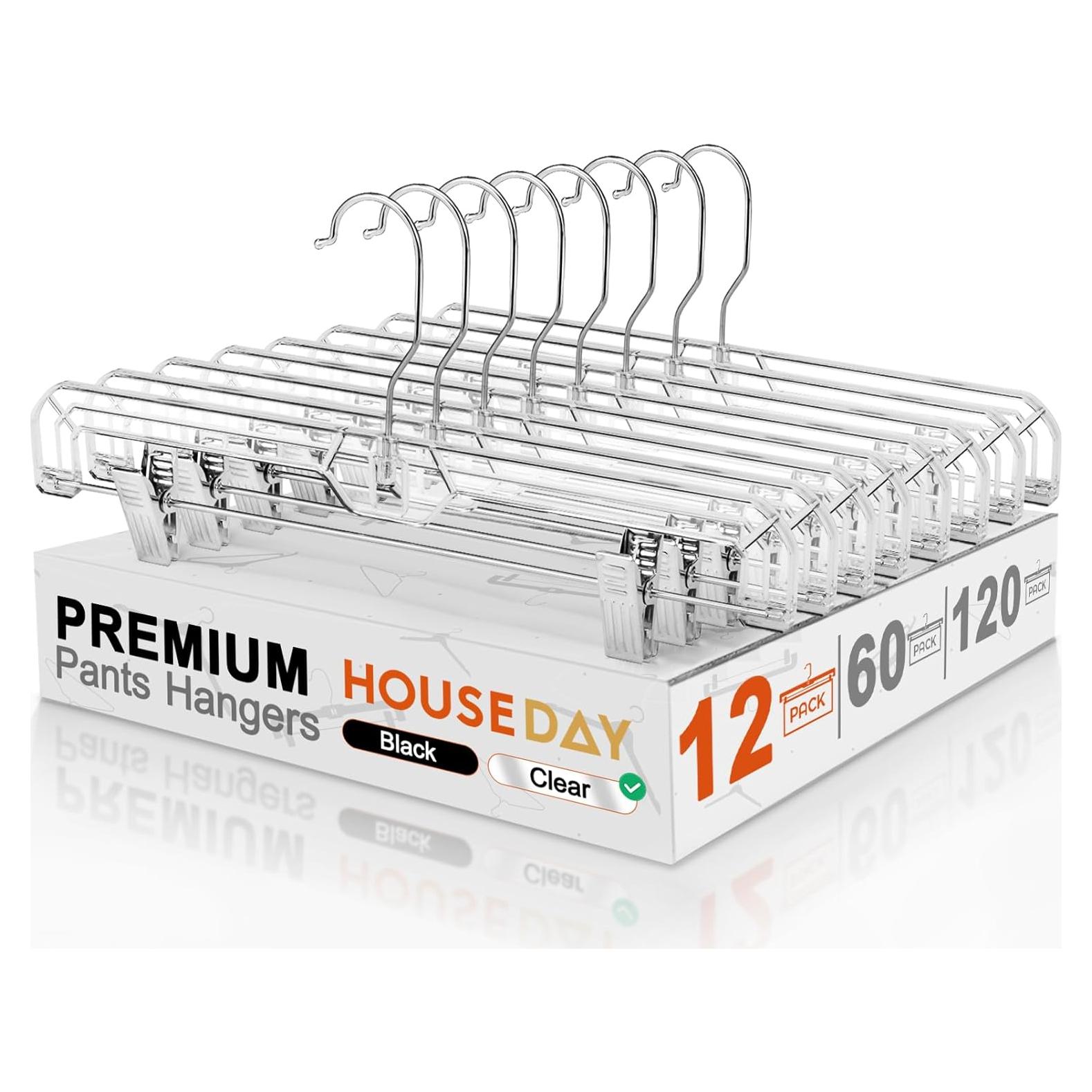 Perchas Transparentes para Pantalones HOUSE DAY - Paquete de 12