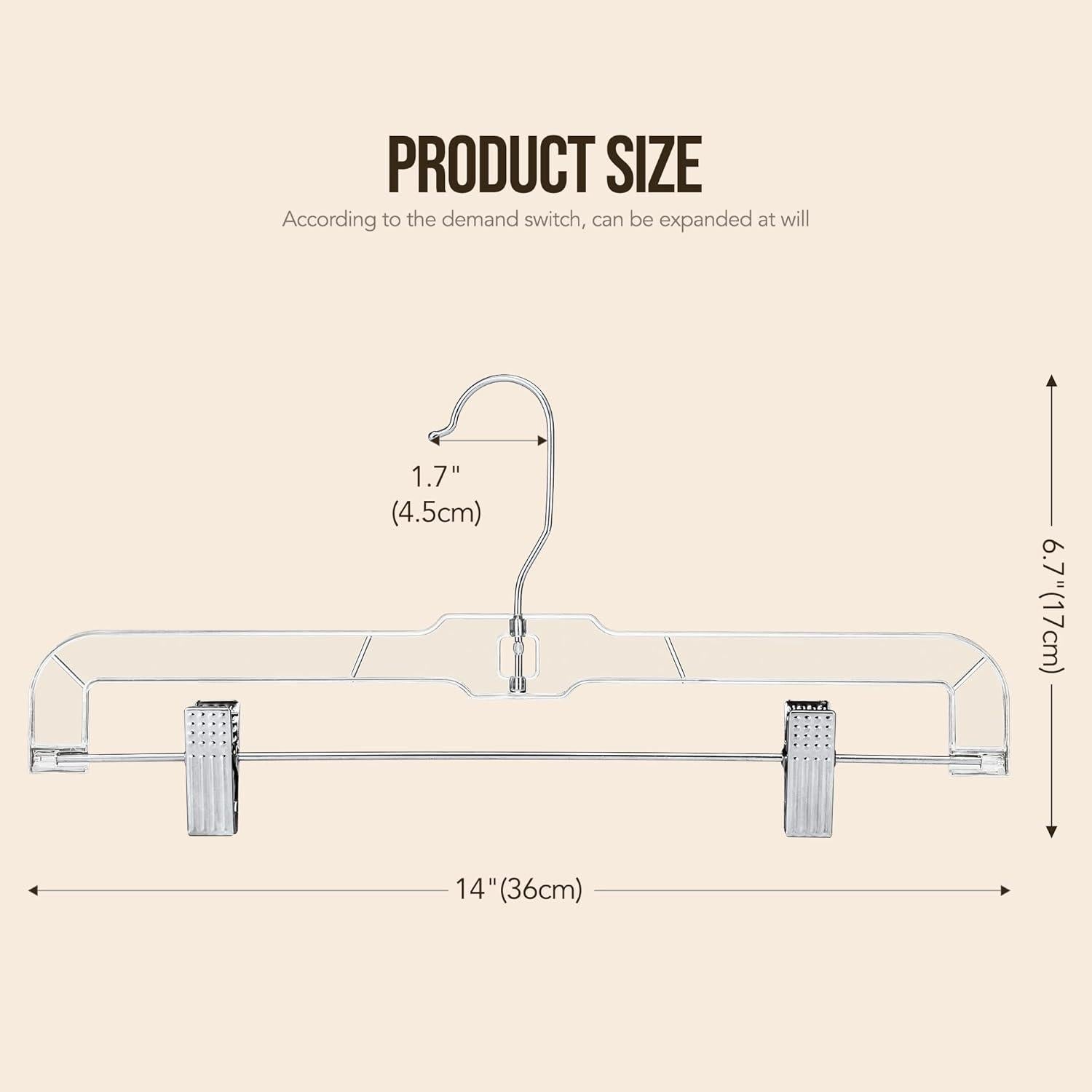 Perchas Transparentes para Pantalones HOUSE DAY - Paquete de 12