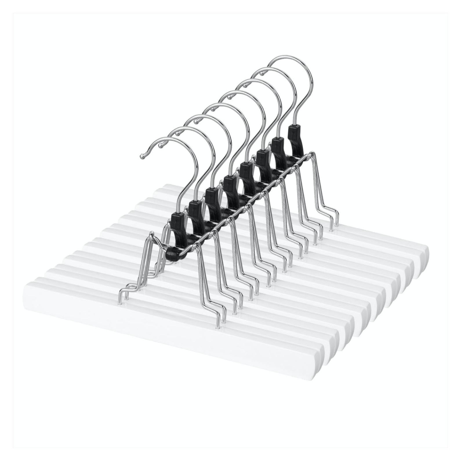 Juego de 12 Perchas de Madera AMKUFO Antideslizantes Blancas