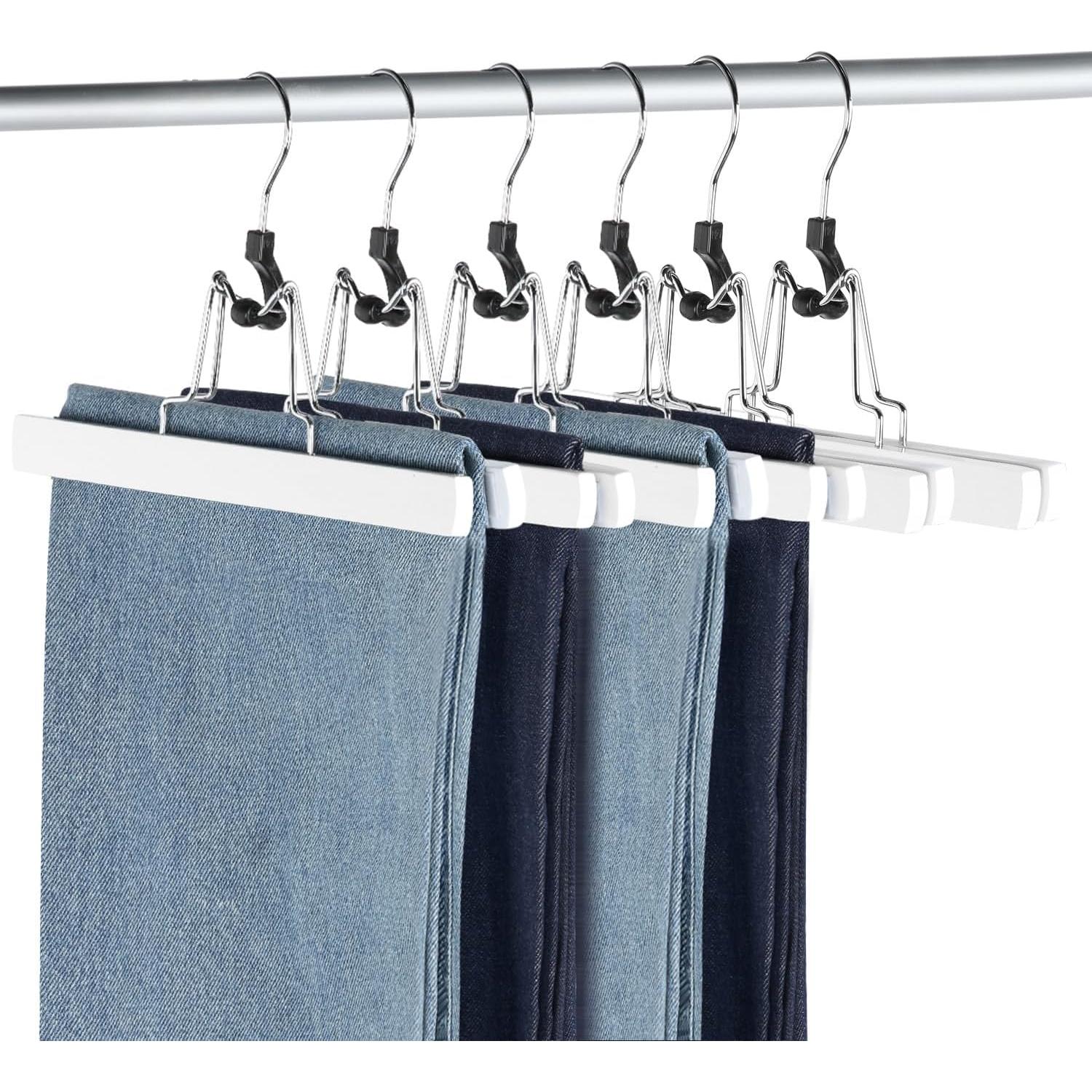 Juego de 12 Perchas de Madera AMKUFO Antideslizantes Blancas