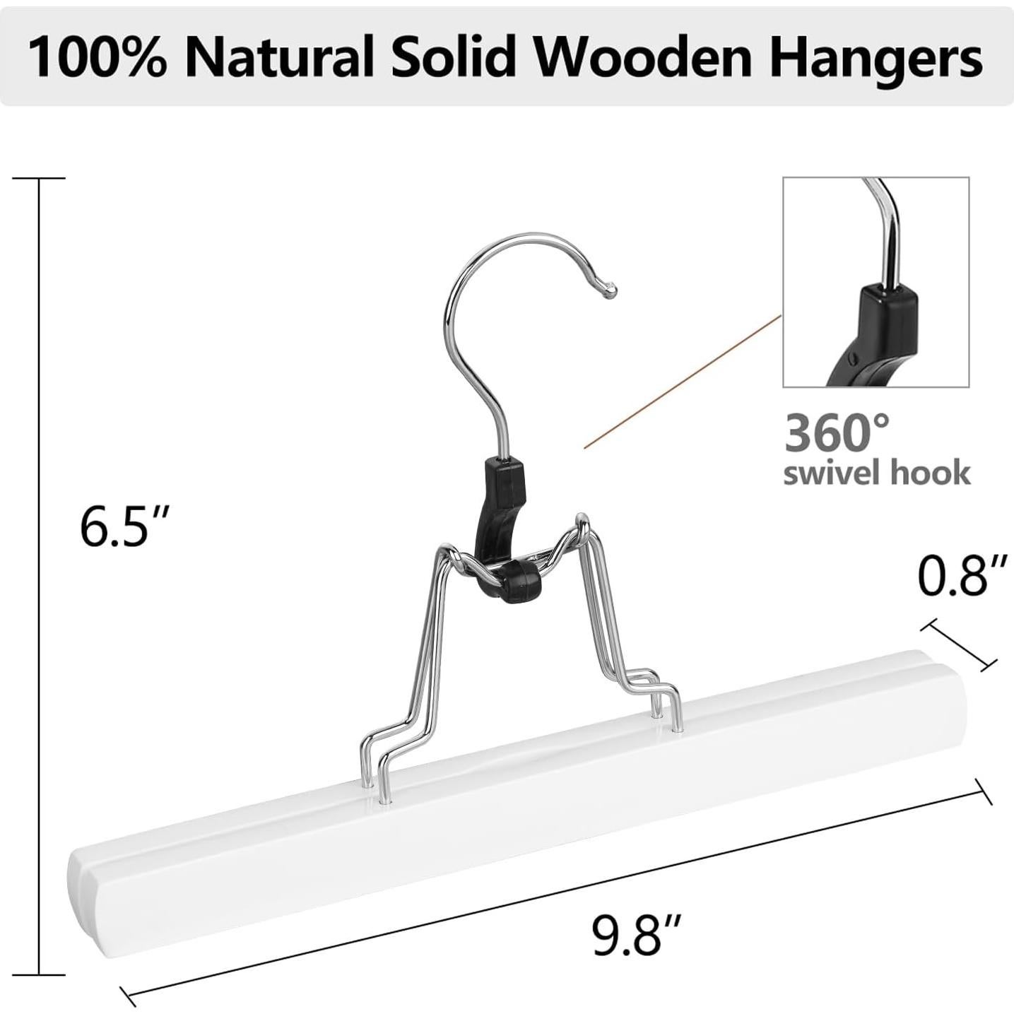 Juego de 12 Perchas de Madera AMKUFO Antideslizantes Blancas