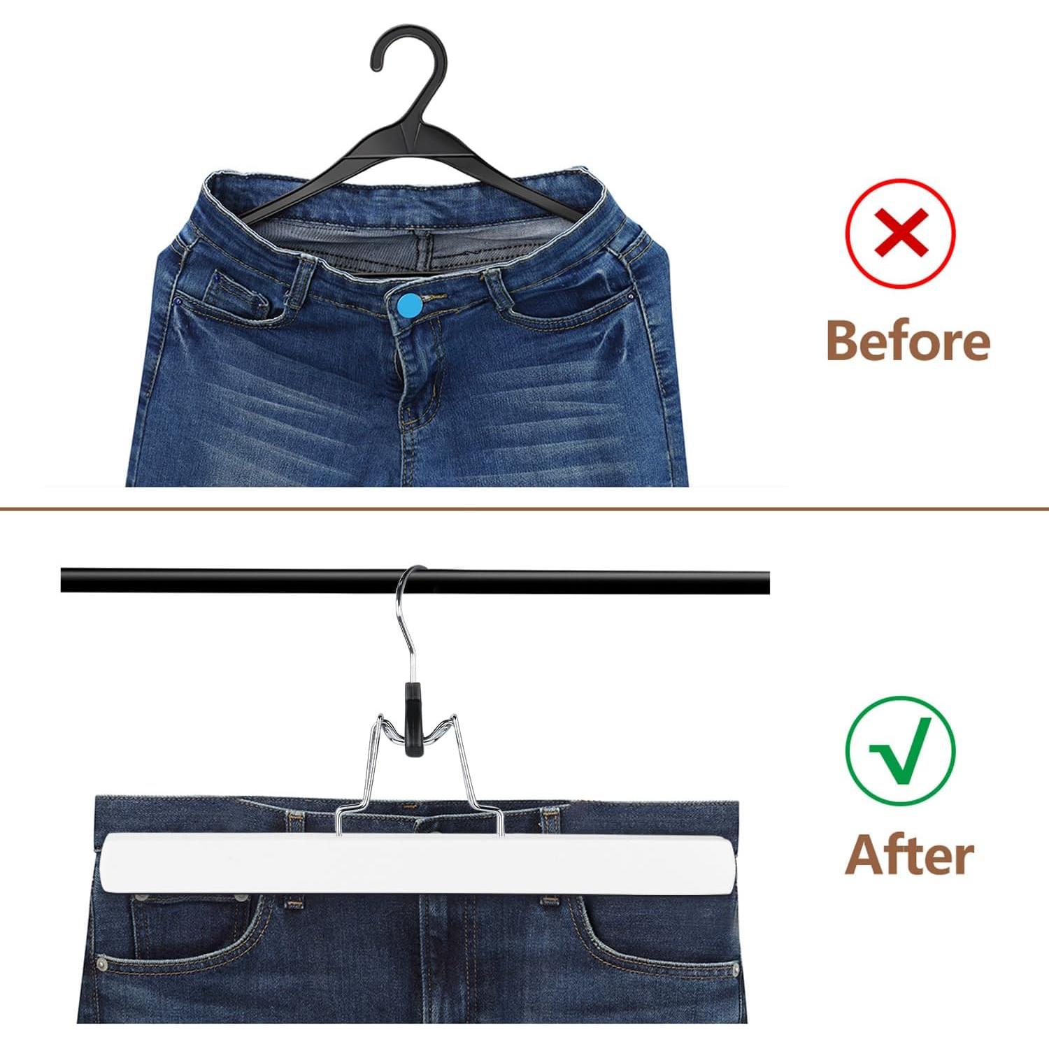 Juego de 12 Perchas de Madera AMKUFO Antideslizantes Blancas