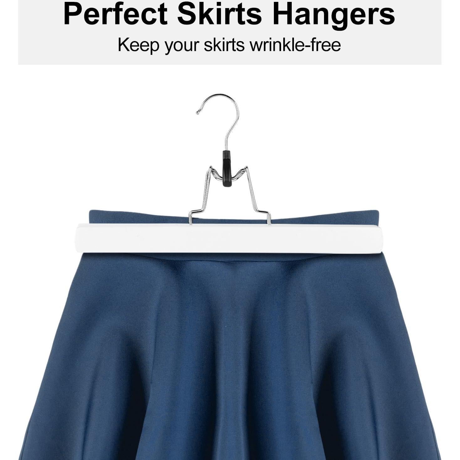 Juego de 12 Perchas de Madera AMKUFO Antideslizantes Blancas