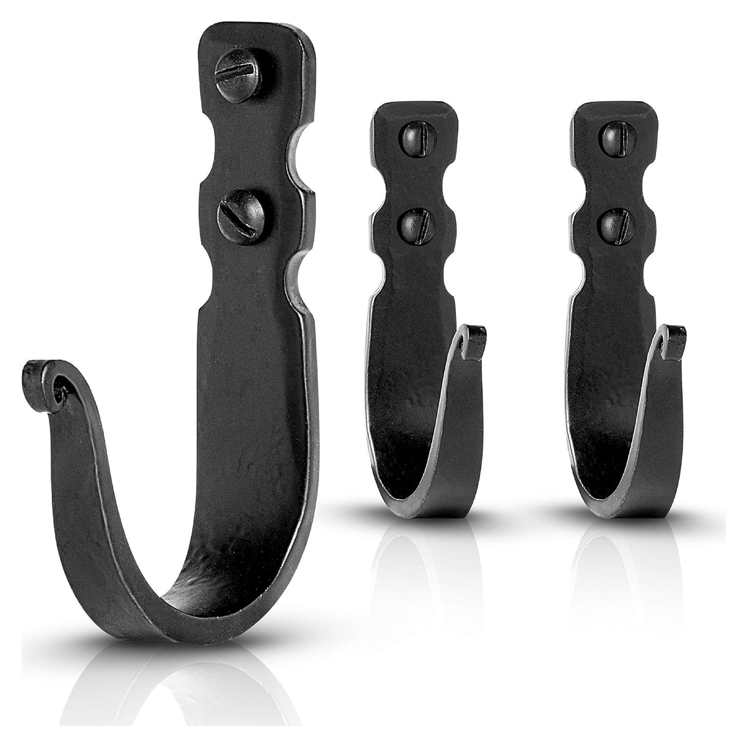 Ganchos Decorativos de Hierro Forjado Stur-De - Paquete de 3, Negro