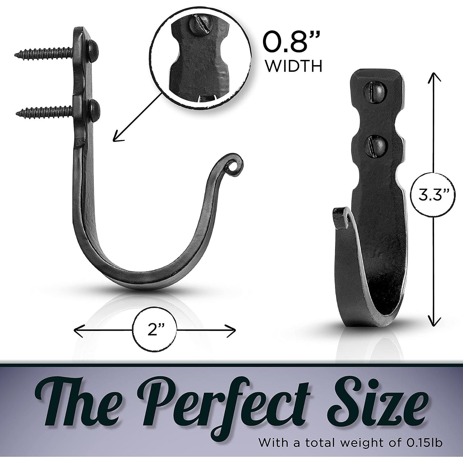 Ganchos Decorativos de Hierro Forjado Stur-De - Paquete de 3, Negro