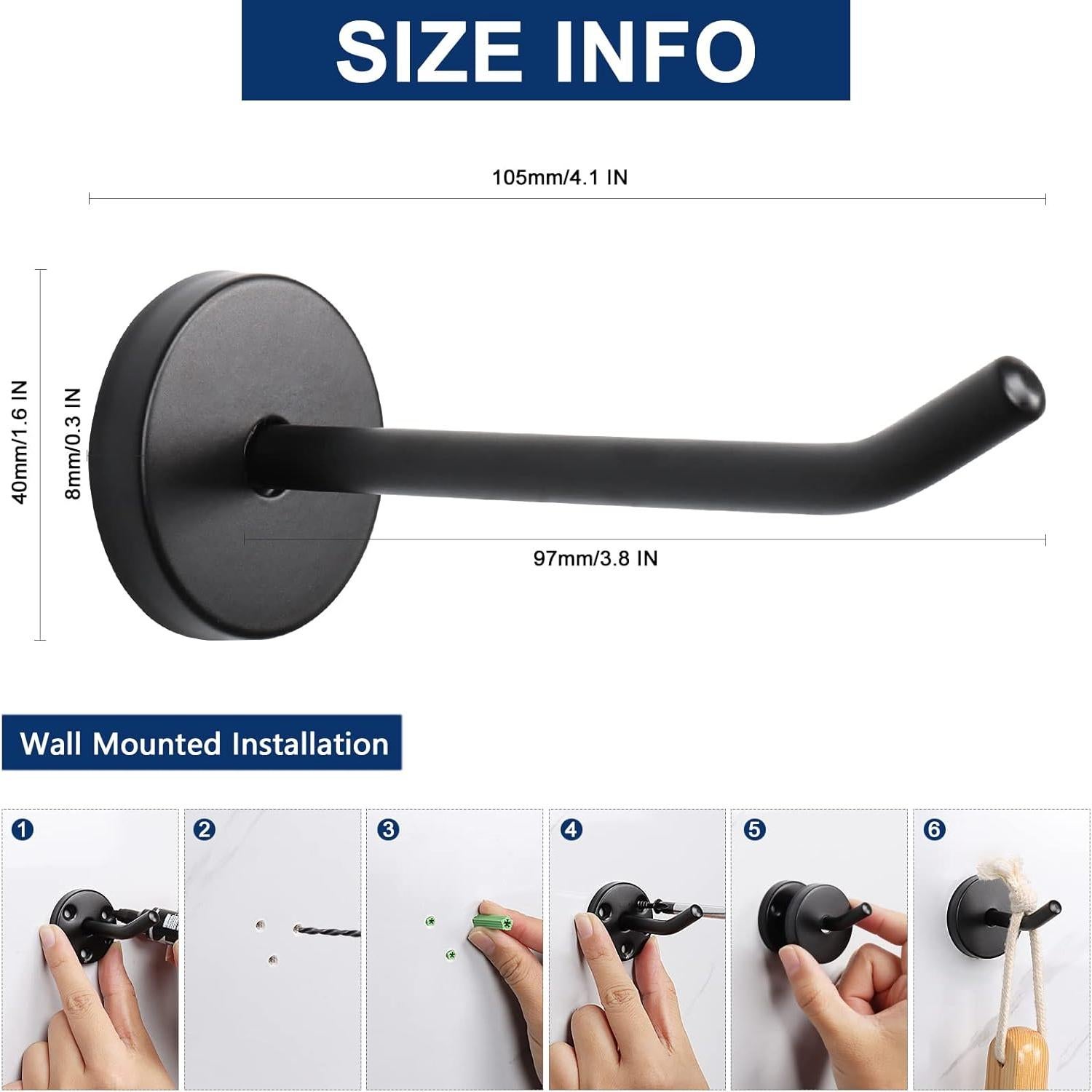 Ganchos de abrigo NearMoon 10.16 cm acero inoxidable negro mate