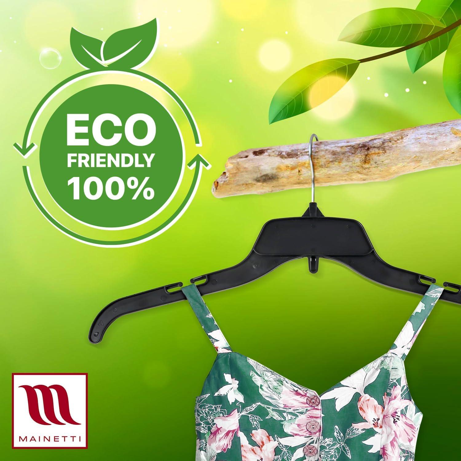 Perchas de Plástico Recicladas Mainetti 484 - 100 Unidades con Gancho Giratorio