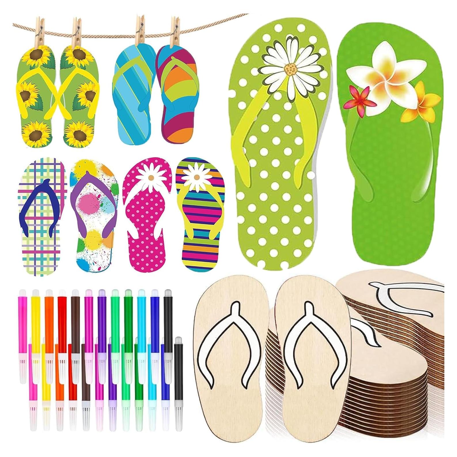 Chanclas de Madera Sin Terminar para Manualidades Thrseely - 24 Piezas