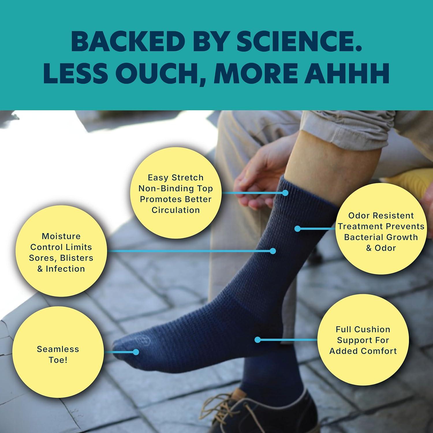 Calcetines Diabéticos Doctor's Choice para Hombres - 4 Pares, Talla Grande 10-13