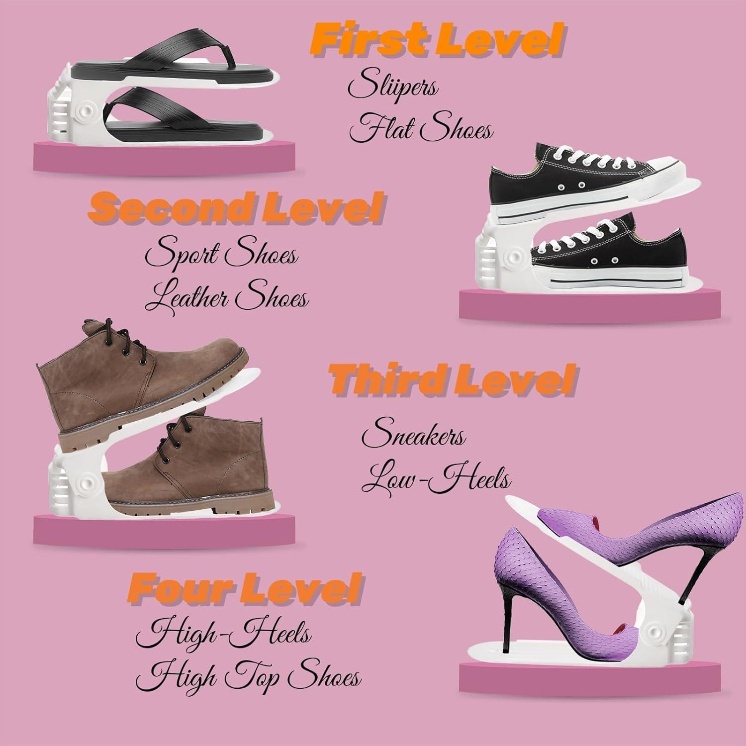 Organizador de Zapatos Noamus 24 Paquetes Ajustable Blanco