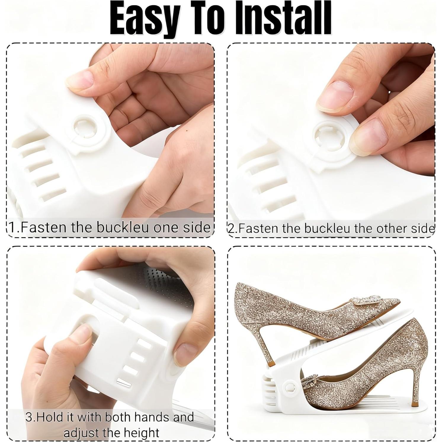 Organizador de Zapatos Noamus 24 Paquetes Ajustable Blanco