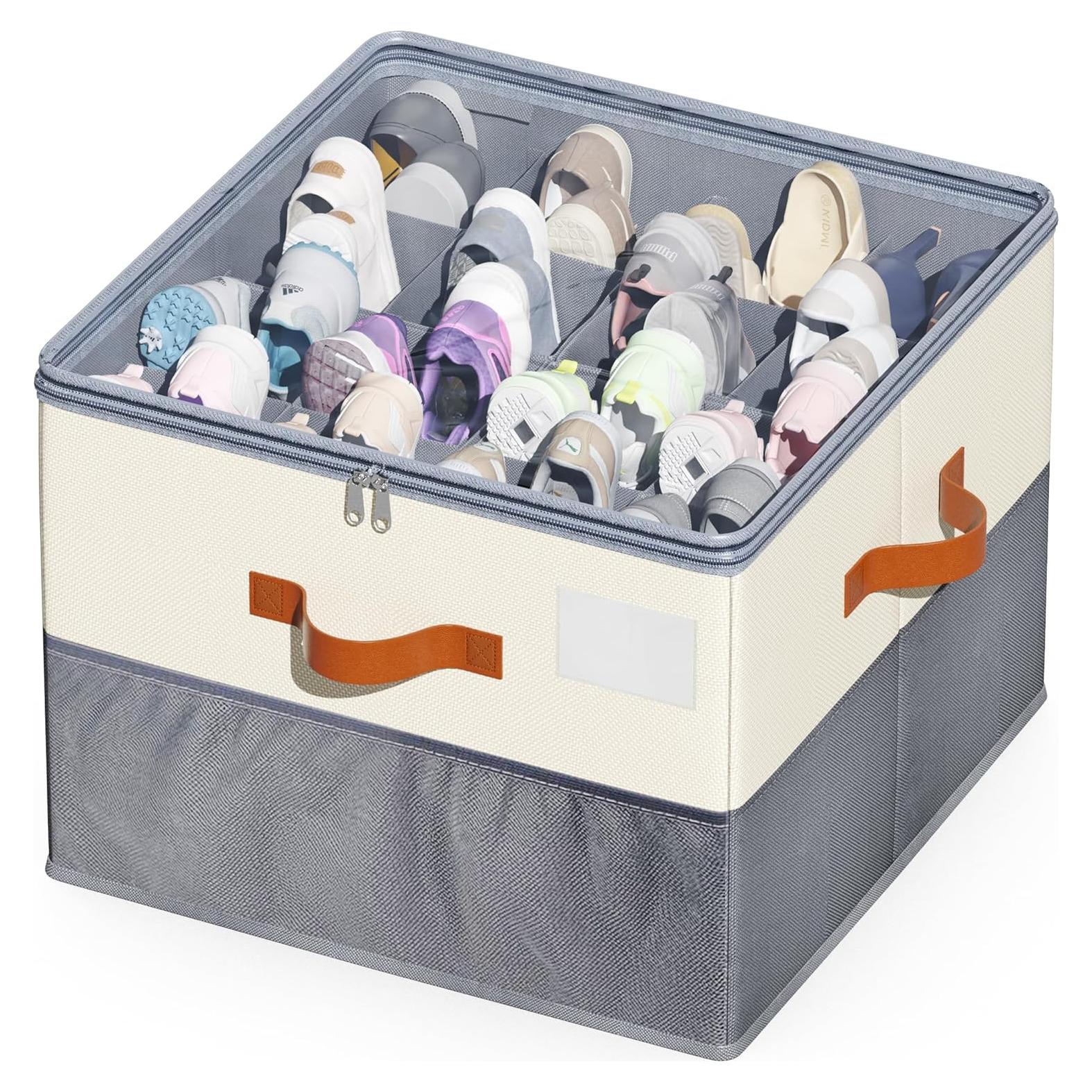 Organizador de Zapatos KETYWHA Plegable 16 Compartimentos Beige y Gris