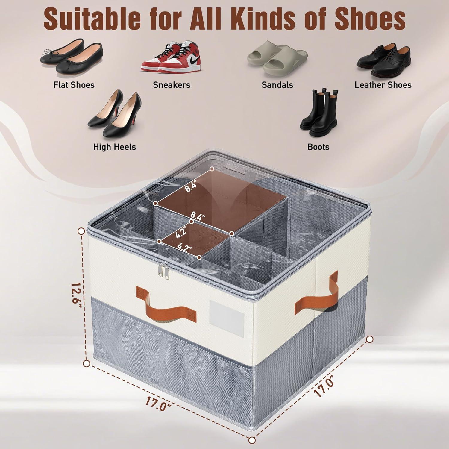 Organizador de Zapatos KETYWHA Plegable 16 Compartimentos Beige y Gris