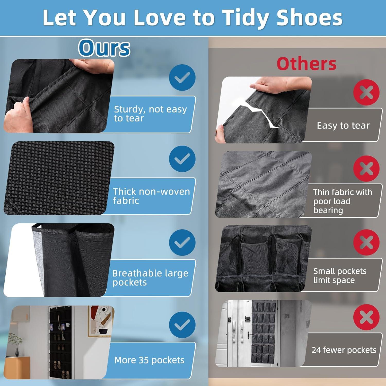 Organizador de Zapatos Aisoso sobre la Puerta con 35 Bolsillos