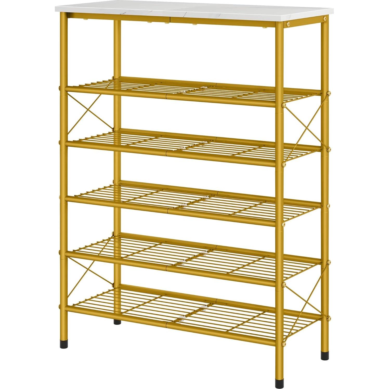 Organizador de Zapatos Tajsoon 6 Niveles Blanco y Dorado