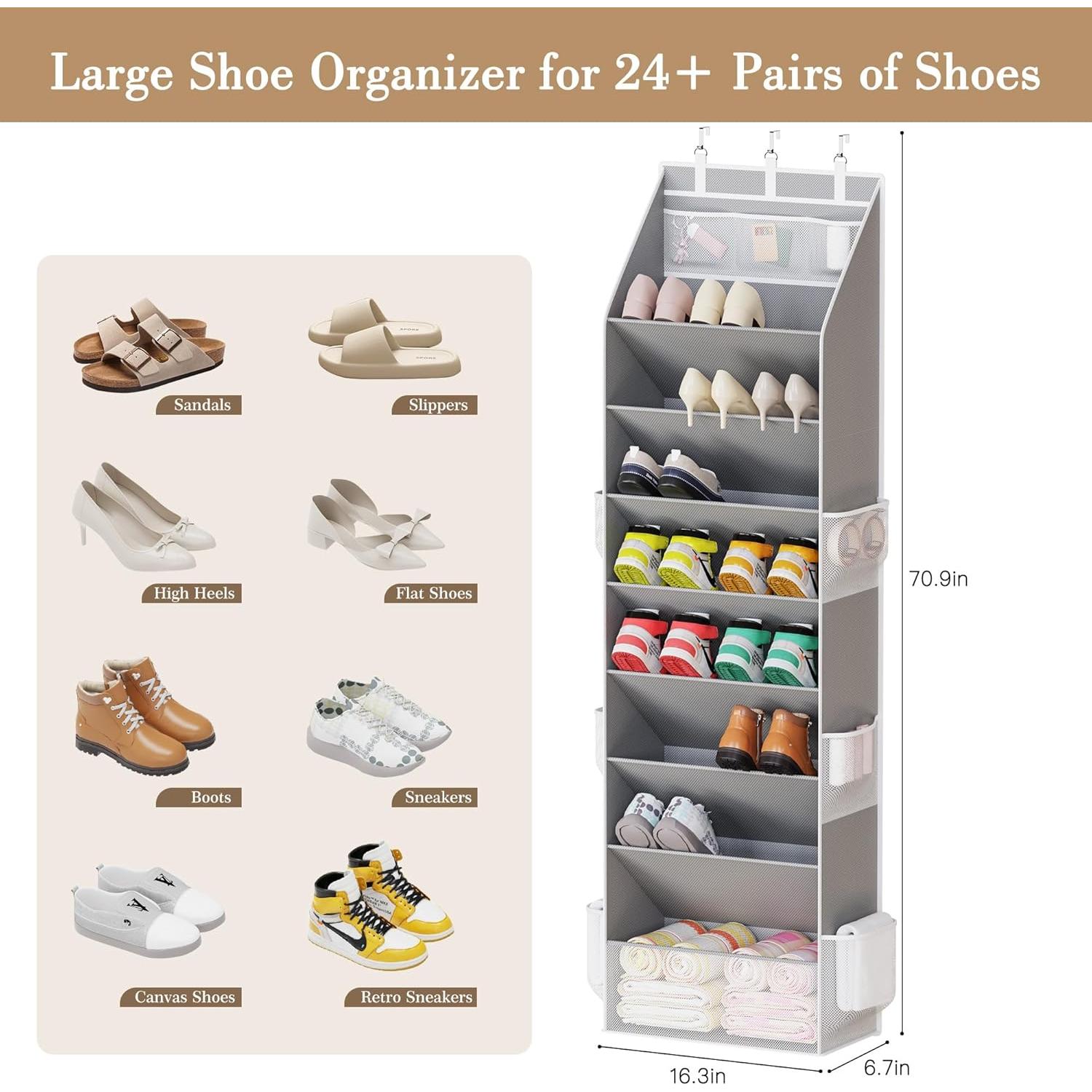 Organizador de Zapatos Criusia Colgante 16-24 Pares Gris