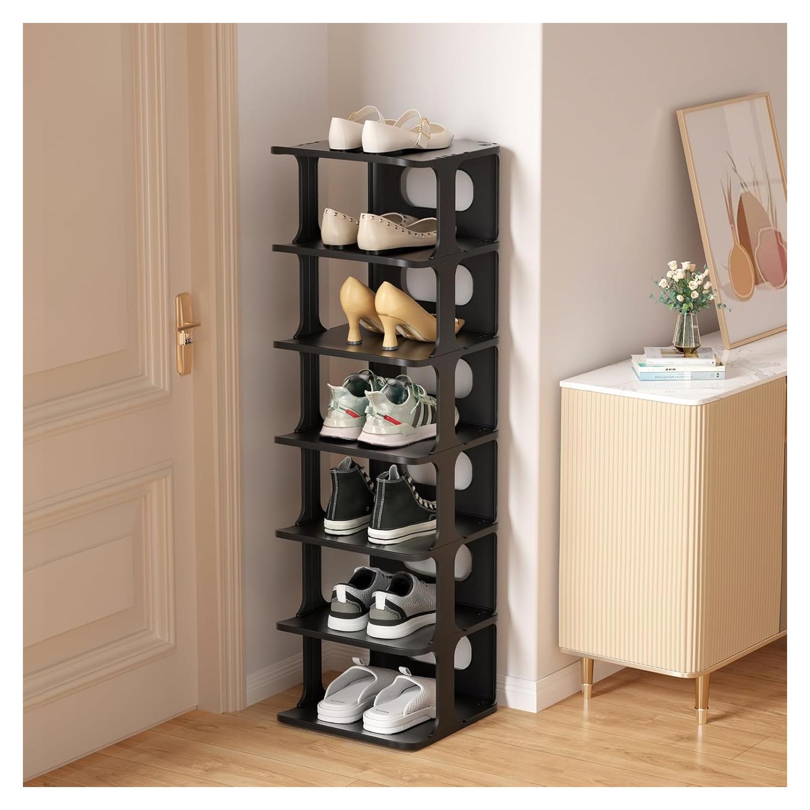 Estante Vertical Estrecho para Zapatos HAIXIN 7 Niveles Negro