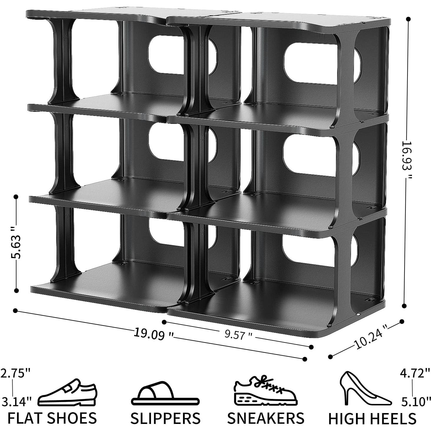 Estante Vertical Estrecho para Zapatos HAIXIN 7 Niveles Negro