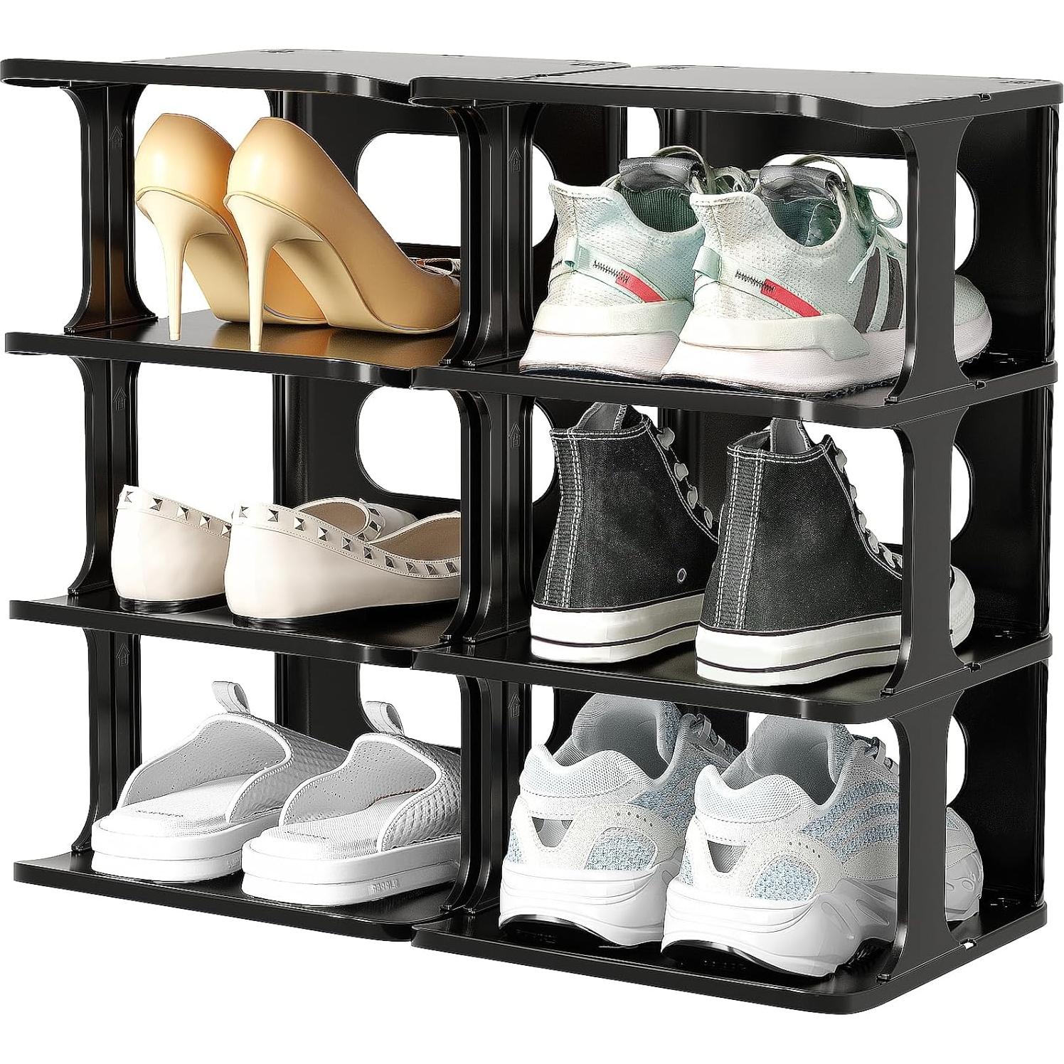 Estante Vertical Estrecho para Zapatos HAIXIN 7 Niveles Negro