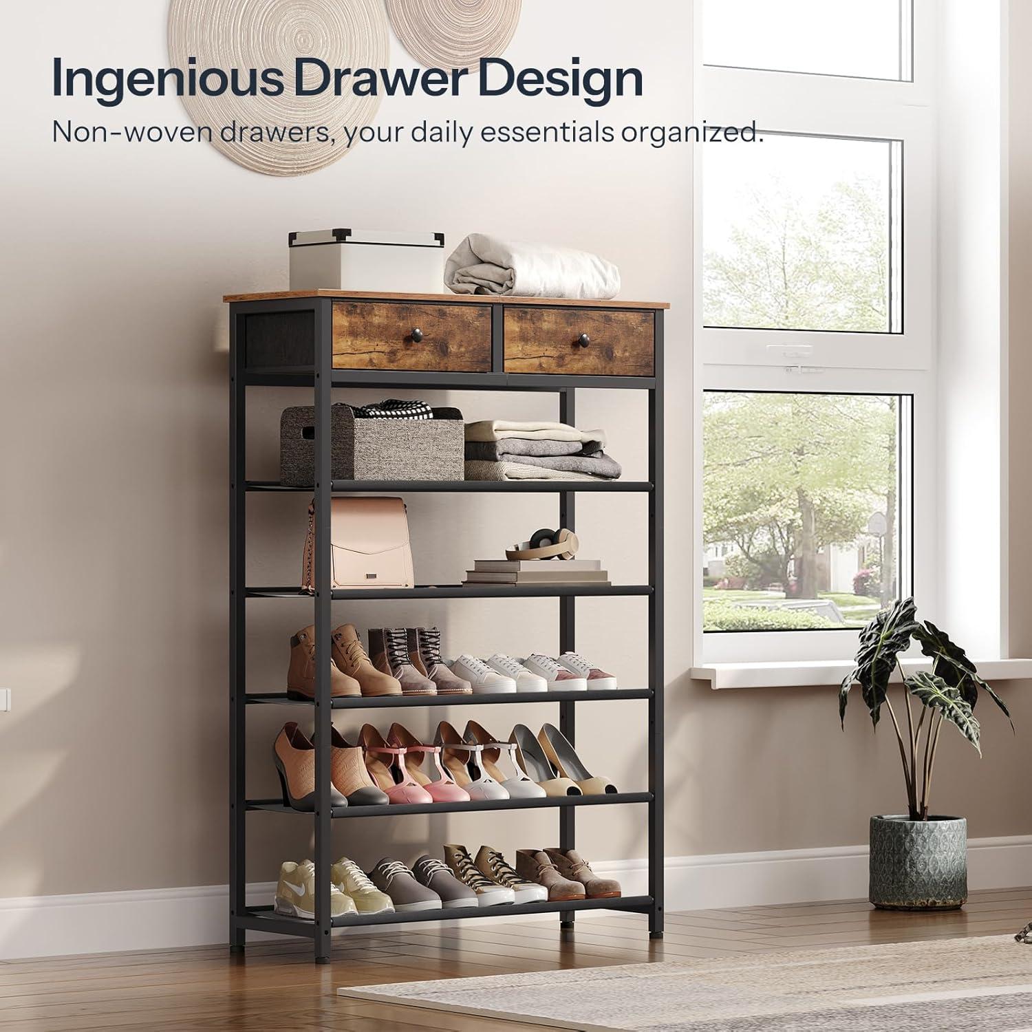 Estante para Zapatos HOOBRO 6 Niveles Marrón Rústico 75x28x111.5 cm