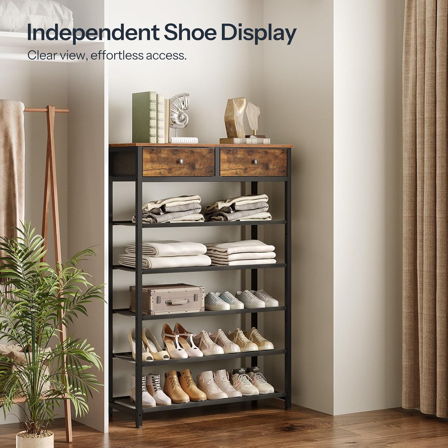 Estante para Zapatos HOOBRO 6 Niveles Marrón Rústico 75x28x111.5 cm