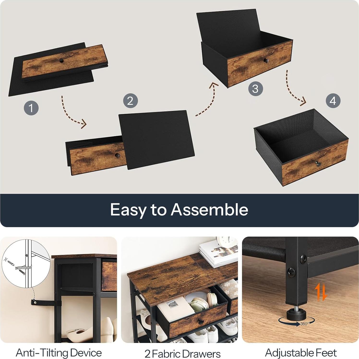 Estante para Zapatos HOOBRO 6 Niveles Marrón Rústico 75x28x111.5 cm