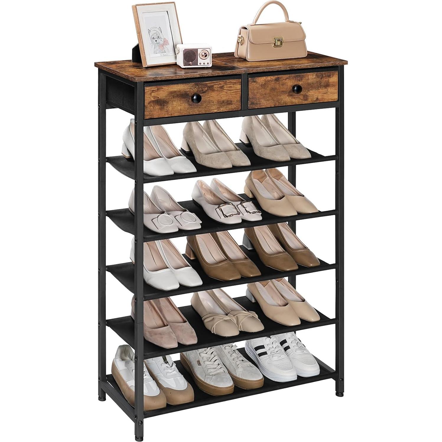 Estante para Zapatos HOOBRO 6 Niveles Marrón Rústico 75x28x111.5 cm