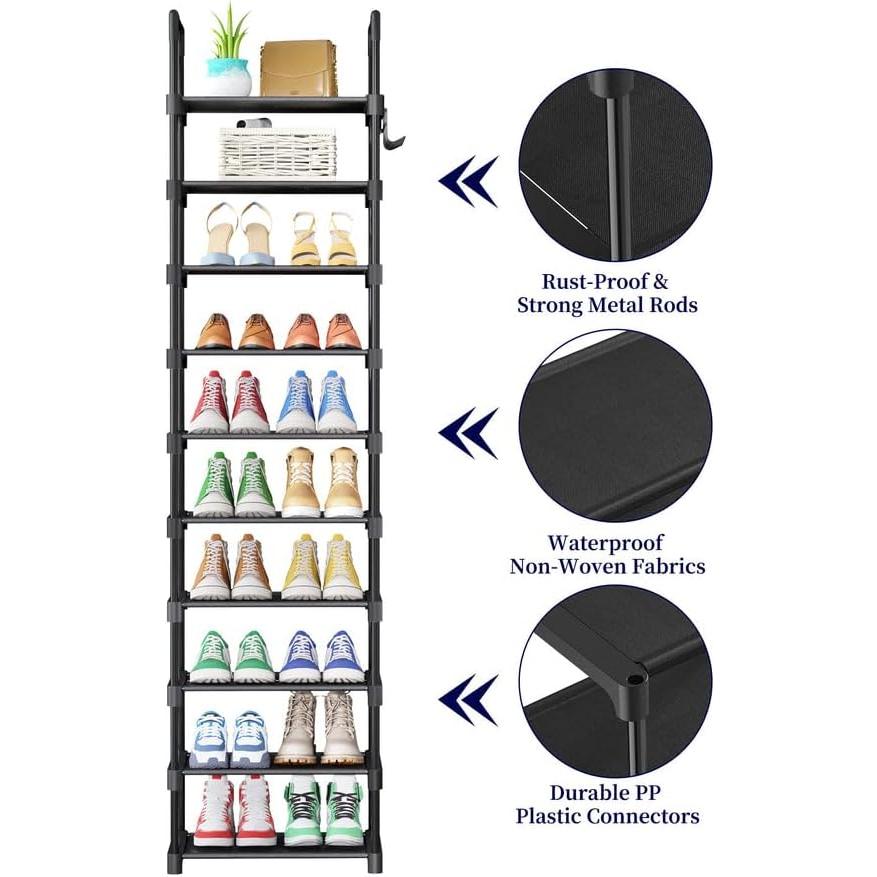 Zapatero Kitsure Alto 10 Niveles 42.9x30x174 cm Negro