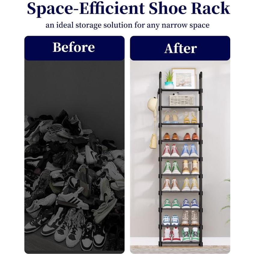 Zapatero Kitsure Alto 10 Niveles 42.9x30x174 cm Negro