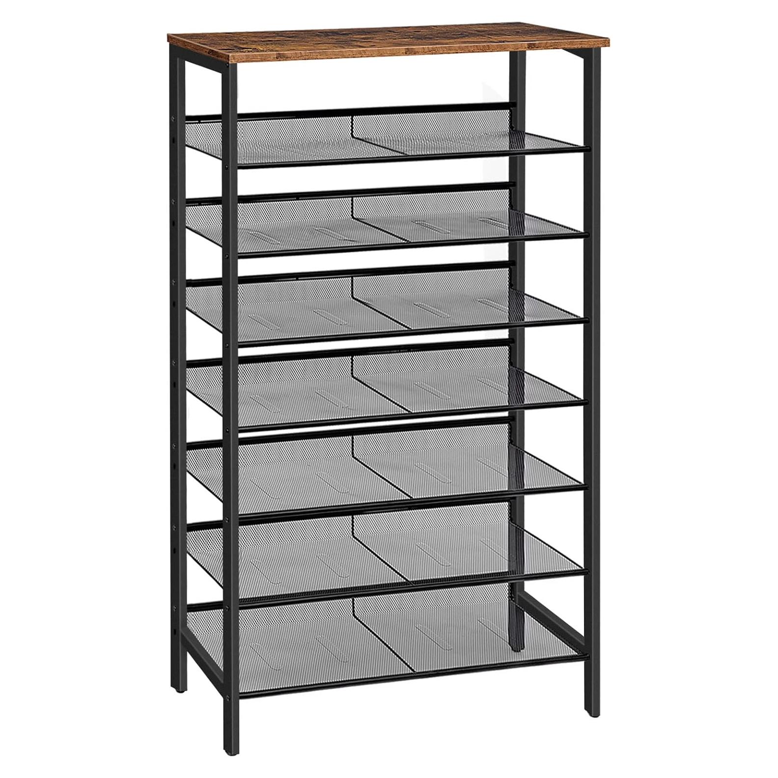 Estante para Zapatos HOOBRO 8 Niveles Marrón Rústico 75 cm