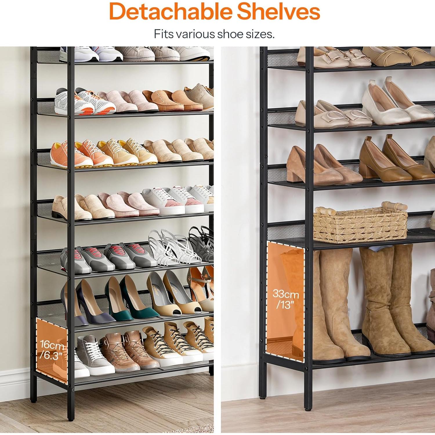 Estante para Zapatos HOOBRO 8 Niveles Marrón Rústico 75 cm