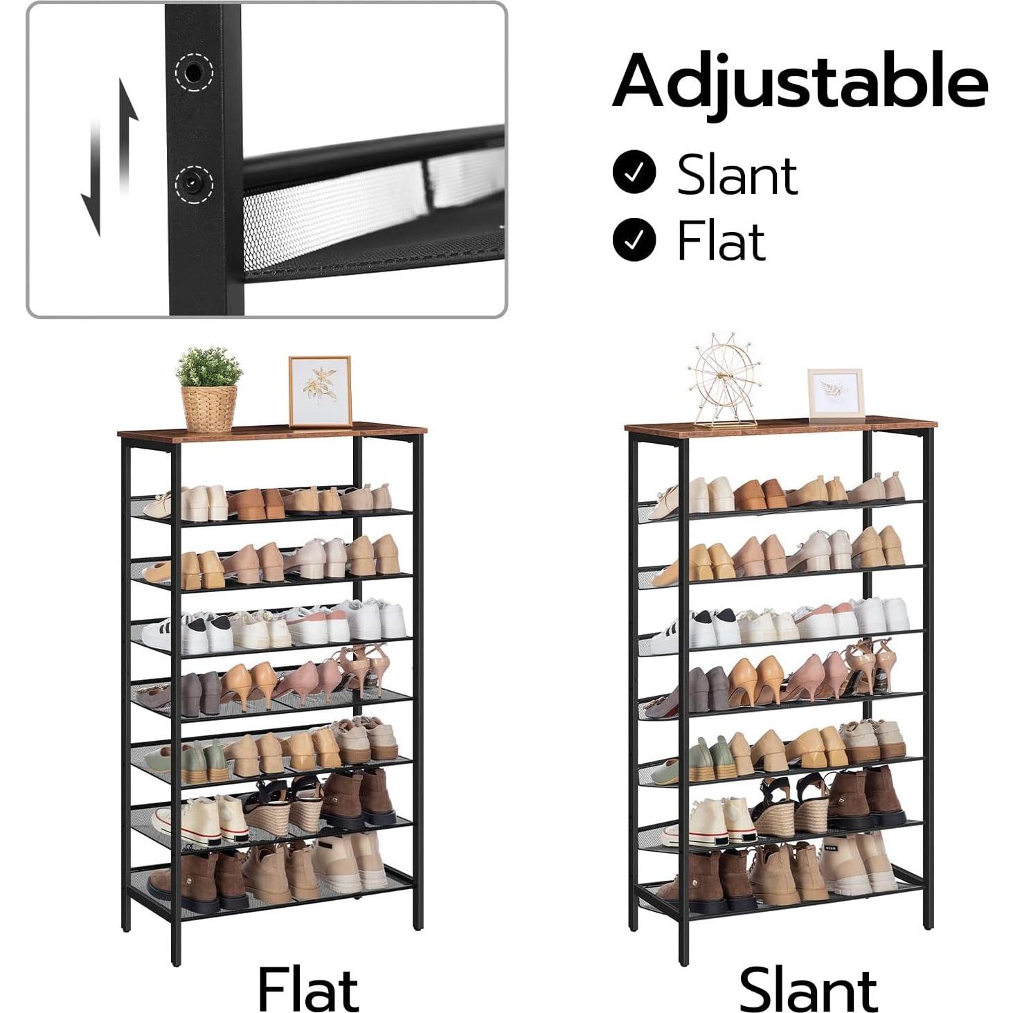 Estante para Zapatos HOOBRO 8 Niveles Marrón Rústico 75 cm