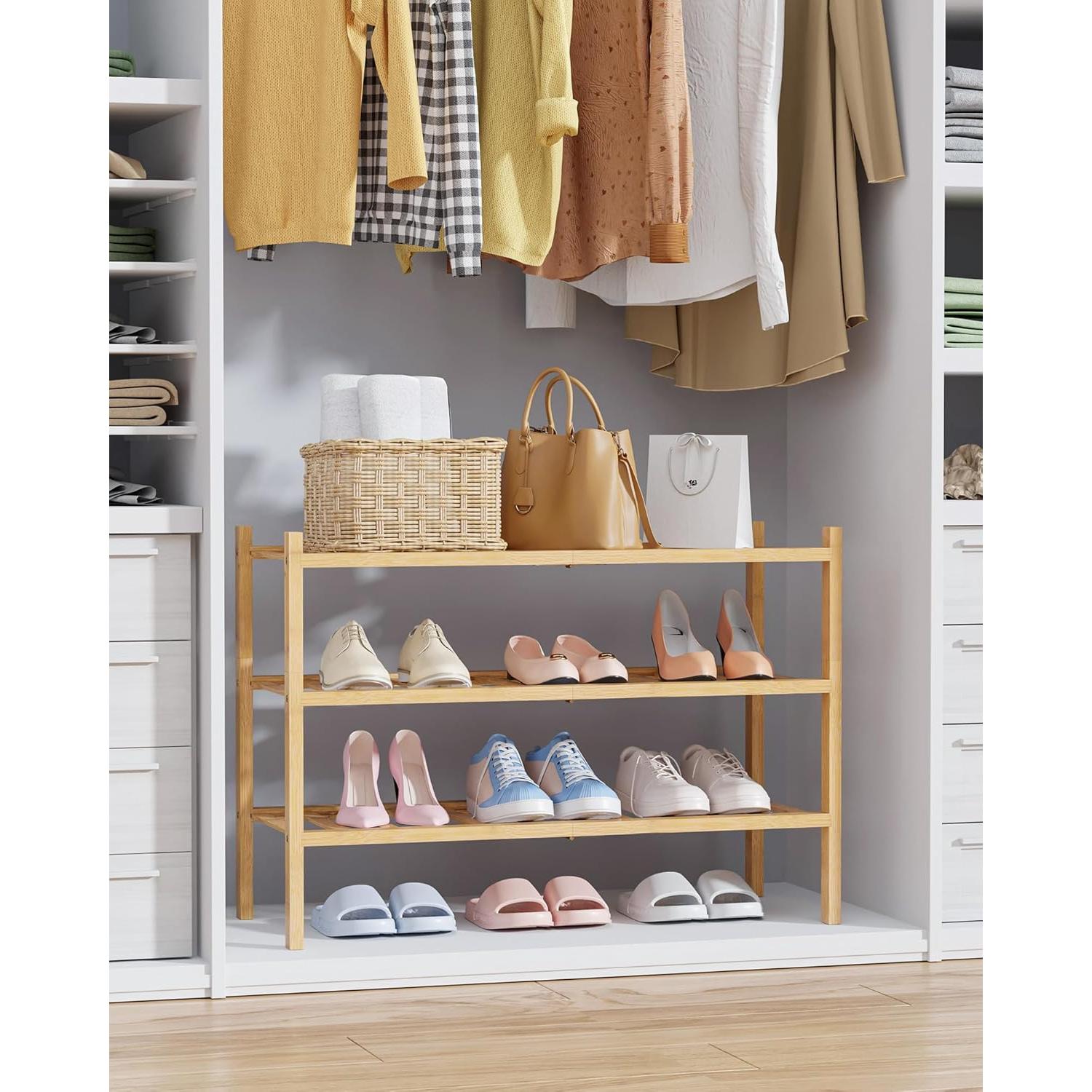 Estante de Zapatos Kitsure de Bambú Natural 68x28x48 cm